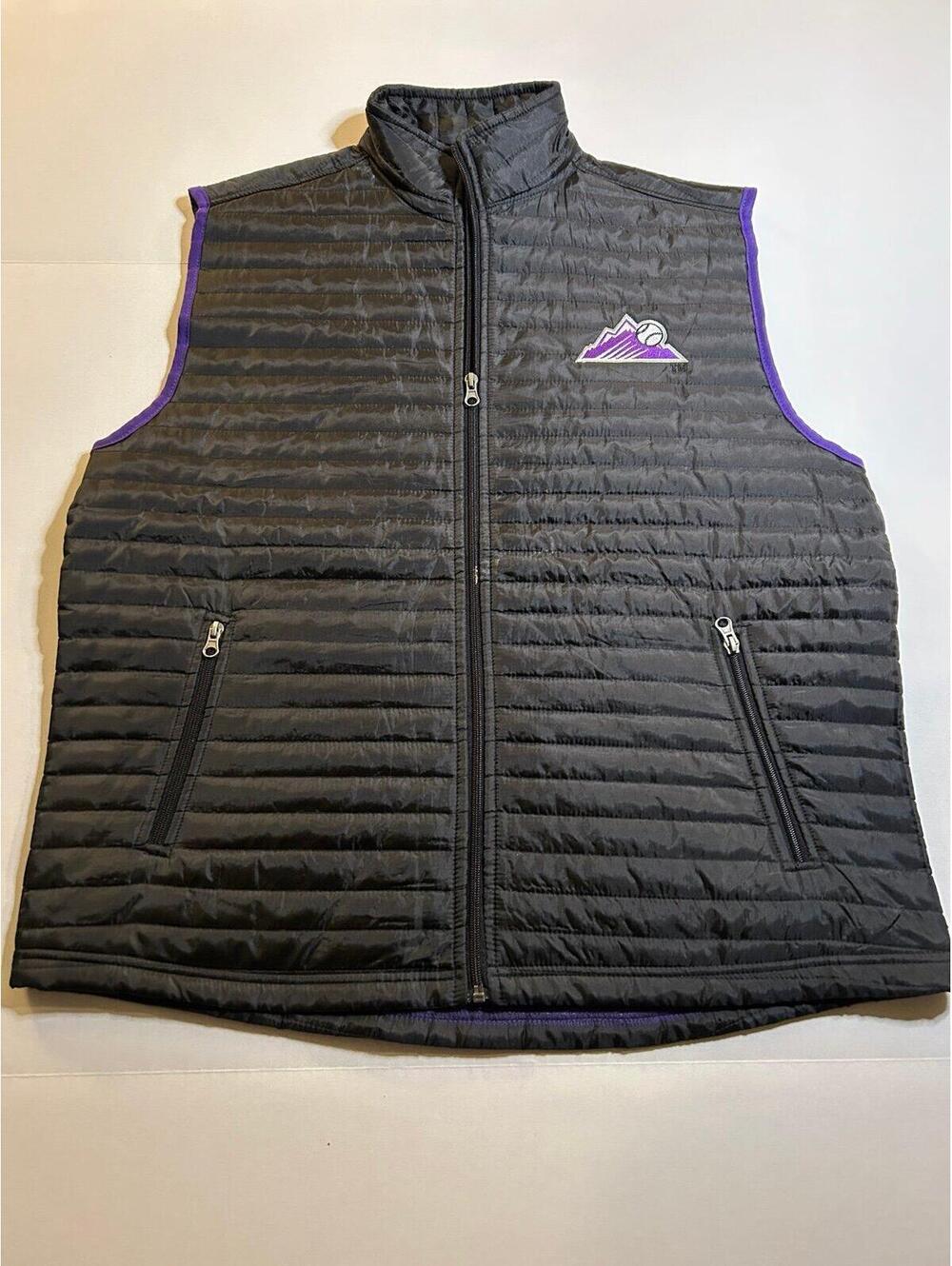 MLB Colorado Rockies Puffer Vest Adult Mens Large Black Sleeveless